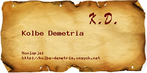 Kolbe Demetria névjegykártya